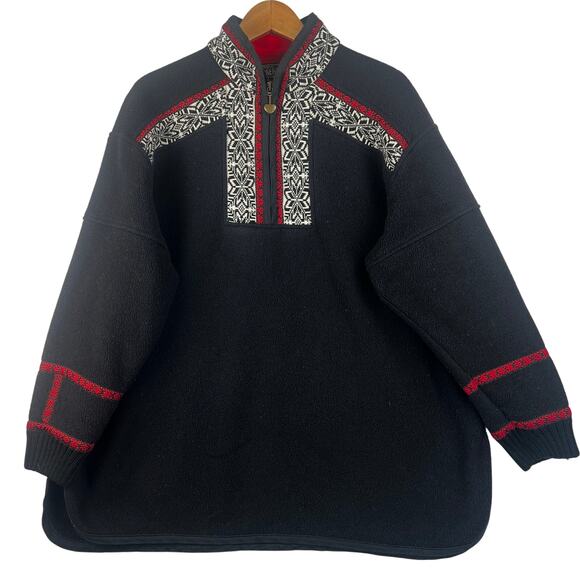Vintage Obermeyer Sweater Men's SZ XXL Black Fleece and Knit Pullover 1/4 Zip - Picture 1 of 10